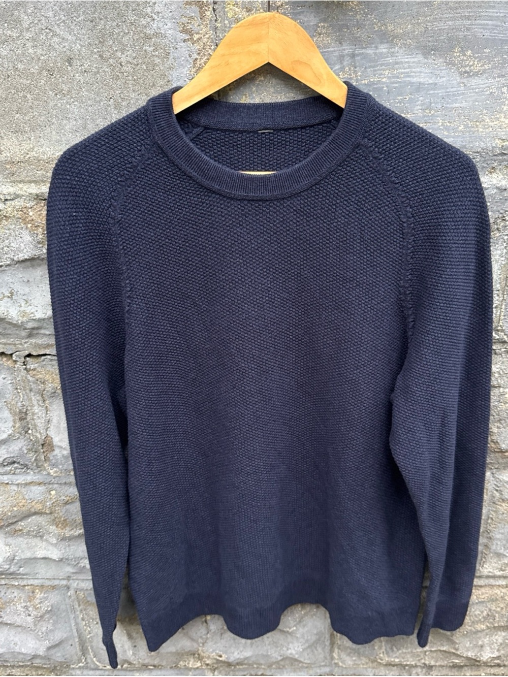 Lululemon Textured Knit Sweater Mens Large Blue Crewneck Pullover Minimalist